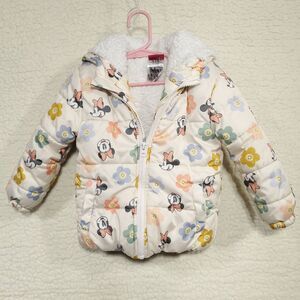Disney Junior Minnie Mouse Toddler Hooded Fleece Lined Coat Jacket 3T